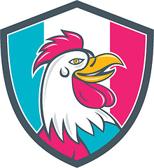 Image showing French Rooster Head France Flag Shield Cartoon