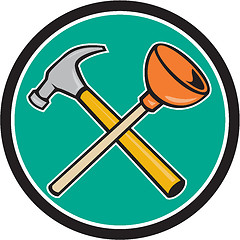 Image showing Crossed Hammer Plunger Circle Cartoon 