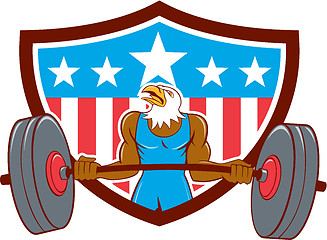 Image showing Bald Eagle Weightlifter Barbell USA Flag