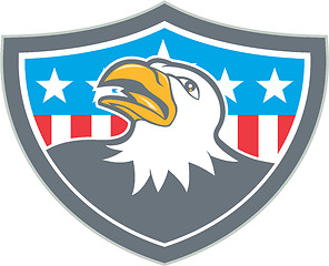 Image showing American Bald Eagle Head Flag Shield Cartoon