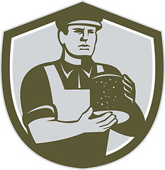 Image showing Cheesemaker Holding Cheese Shield Retro