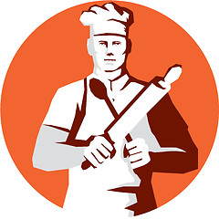 Image showing Chef Cook Rolling Pin Spatula Stencil