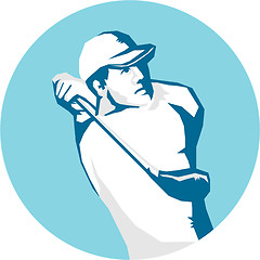 Image showing Golfer Tee Off Golf Stencil