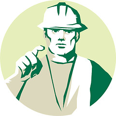 Image showing Builder Construction Worker Pointing Finger Stencil