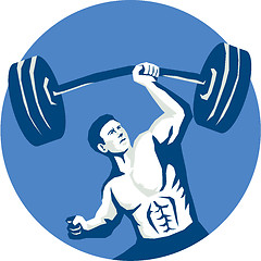 Image showing Strongman Lifting Barbell One Hand Stencil