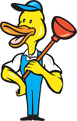 Image showing Duck Plumber Plunger Standing Cartoon