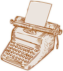 Image showing Vintage Old Style Typewriter Etching