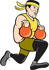 Image showing Crossfit Runner With Kettlebell Cartoon