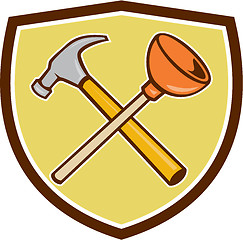 Image showing Crossed Hammer Plunger Crest Cartoon 