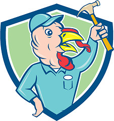 Image showing Turkey Builder Hammer Shield Cartoon