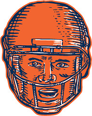 Image showing American Football Player Head Etching