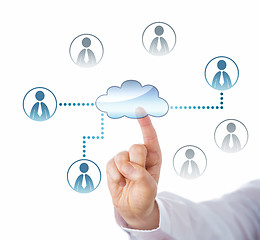 Image showing Pointing At Cloud Icon Linked To Office Workers