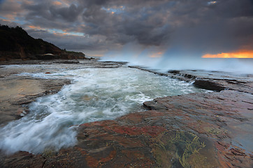 Image showing Waves smash against the rocks at Coledale