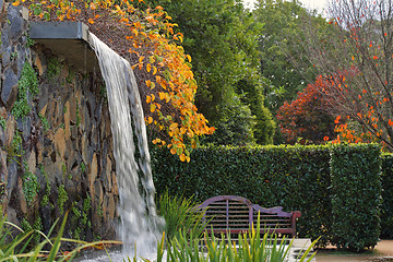 Image showing Zen garden with waterfall in Autumn