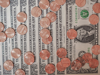 Image showing Dollar coins and notes