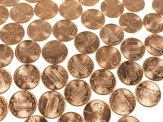 Image showing Dollar coins 1 cent wheat penny cent