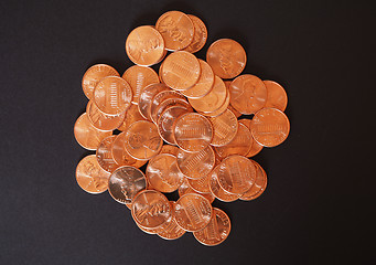 Image showing Dollar coins 1 cent wheat penny cent