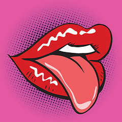 Image showing  lips tongue pop art retro