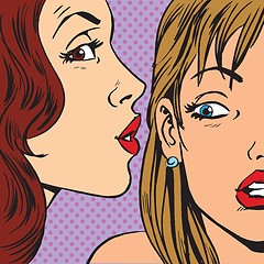 Image showing Gossips whisper of a womans ear. Emotional reaction men pop art 