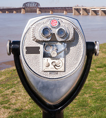 Image showing Pay to View Public Magnifying View Binoculars Riverside Park