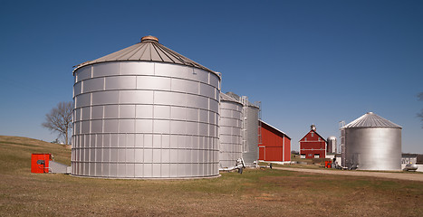 Image showing Grain Storage Bins Farm Food Silo Agricultural Property