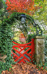 Image showing Little Red Gate at Bebear Gardens