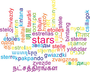 Image showing Stars multilanguage wordcloud background concept