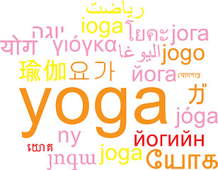 Image showing Yoga multilanguage wordcloud background concept