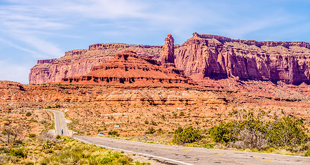 Image showing descending into Monument Valley at Utah  Arizona border 
