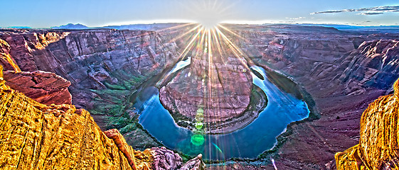 Image showing Sunset at the Horseshoe Band - Grand Canyon