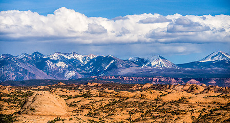 Image showing canyon badlands and colorado rockies lanadscape