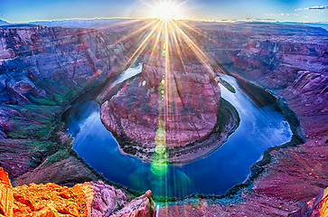 Image showing Sunset at the Horseshoe Band - Grand Canyon