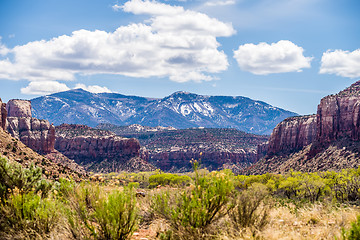 Image showing canyon badlands and colorado rockies lanadscape