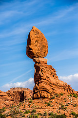 Image showing Balanced Rock in Arches National Park near Moab  Utah at sunset