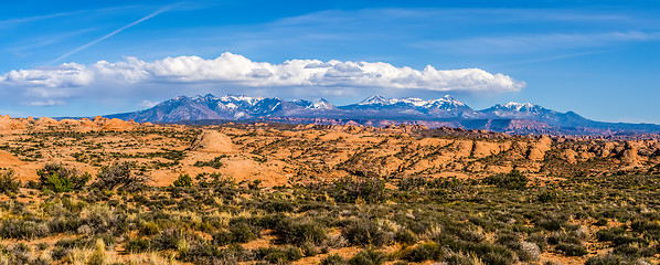 Image showing canyon badlands and colorado rockies lanadscape