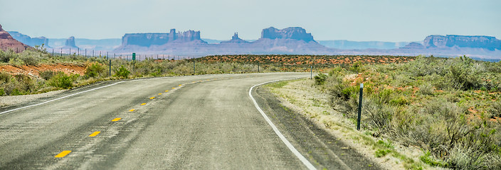 Image showing descending into Monument Valley at Utah  Arizona border 