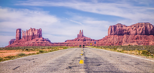 Image showing descending into Monument Valley at Utah  Arizona border 