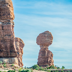 Image showing Balanced Rock in Arches National Park near Moab  Utah at sunset