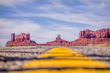 Image showing descending into Monument Valley at Utah  Arizona border 