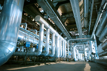 Image showing Industrial zone, Steel pipelines, valves and cables