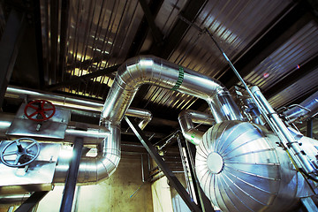 Image showing Industrial zone, Steel pipelines, valves and cables