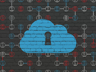 Image showing Cloud technology concept: Cloud With Keyhole on wall background