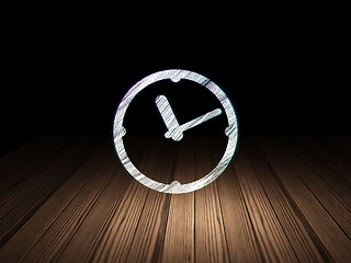 Image showing Timeline concept: Clock in grunge dark room