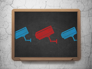 Image showing Privacy concept: cctv camera icon on School Board background