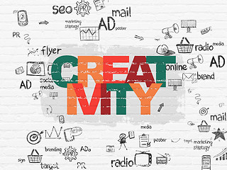 Image showing Marketing concept: Creativity on wall background