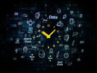 Image showing Timeline concept: Clock on Digital background