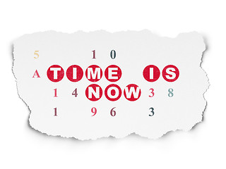 Image showing Time concept: Time is Now on Torn Paper background