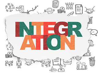 Image showing Business concept: Integration on Torn Paper background