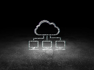Image showing Cloud networking concept: Cloud Network in grunge dark room