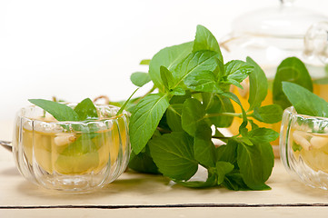 Image showing Arab traditional mint and pine nuts tea